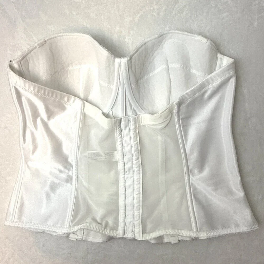 Dominique Intimate Apparel Lace Trim Strapless Bustier Bra Women 44D White